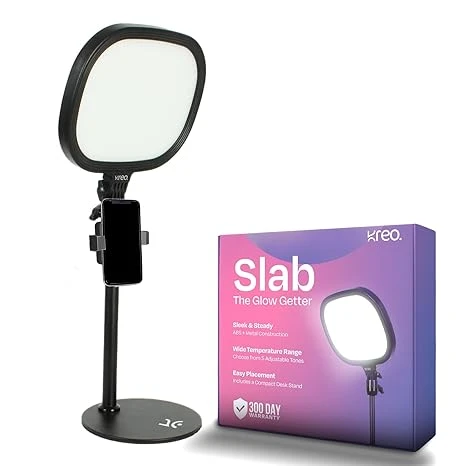 Kreo Slab Video Light | Adjustable LED Video Light with 5 Color Temperatures (3200K–5600K), 1455 Lumens, 120 LEDs & Extendable Stand